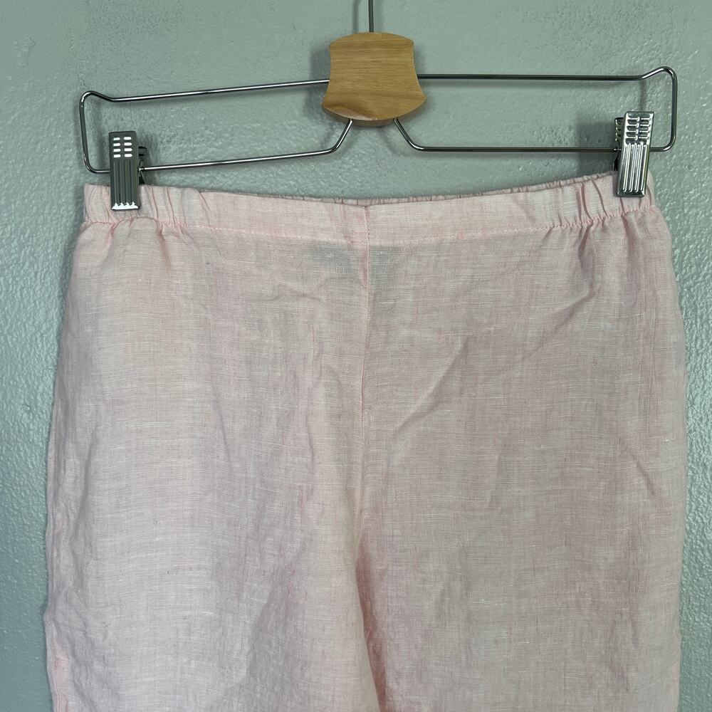 FLAX Lot of 3 100% Linen Elastic Waist Pants Women's Size P 4-6 Pink Blue Green - Picture 6 of 13